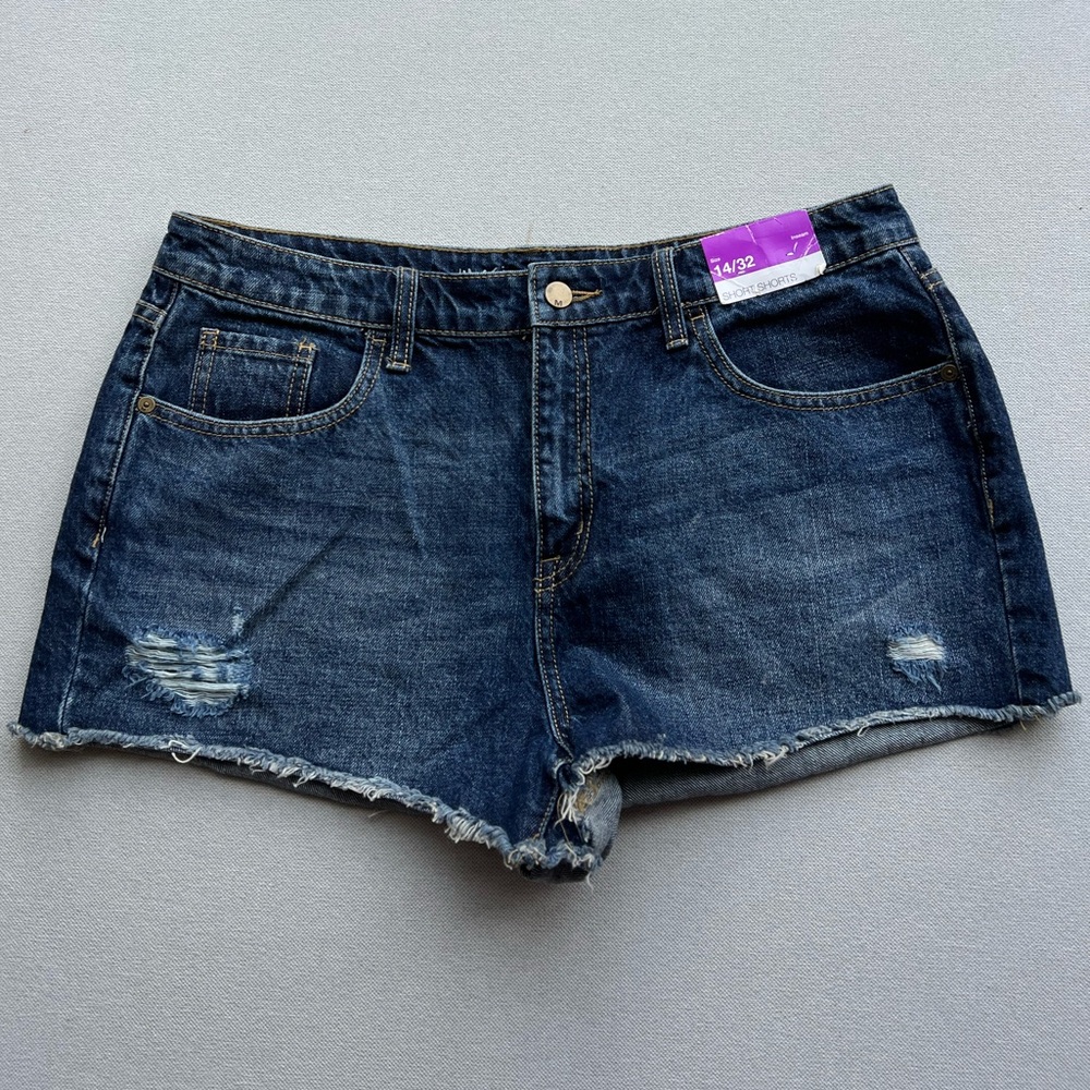 Women’s Mossimo Supply Co. Denim Blue Distressed High Rise Short Jean Shorts